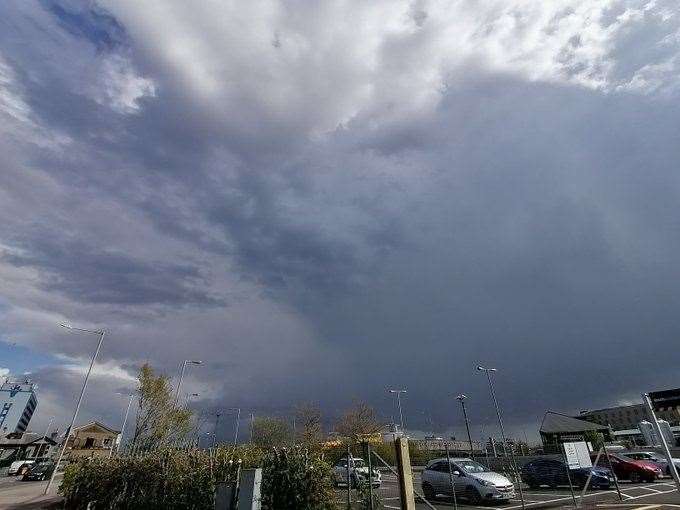Storm clouds brewing over Ashford. Picture: Kent Storm Chaser/Twitter