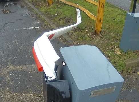 The vandalised barrier. Picture: Kent Police.