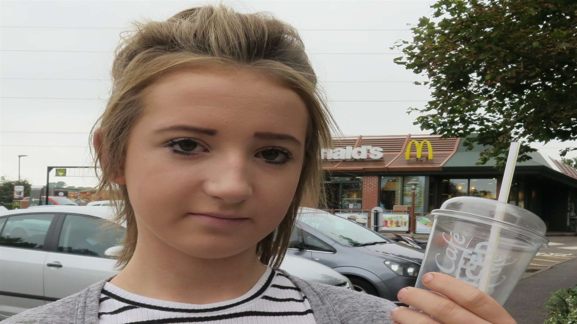 Annabelle Tickle, who says she found a sharp splinter of wood in her McDonalds iced lemonade