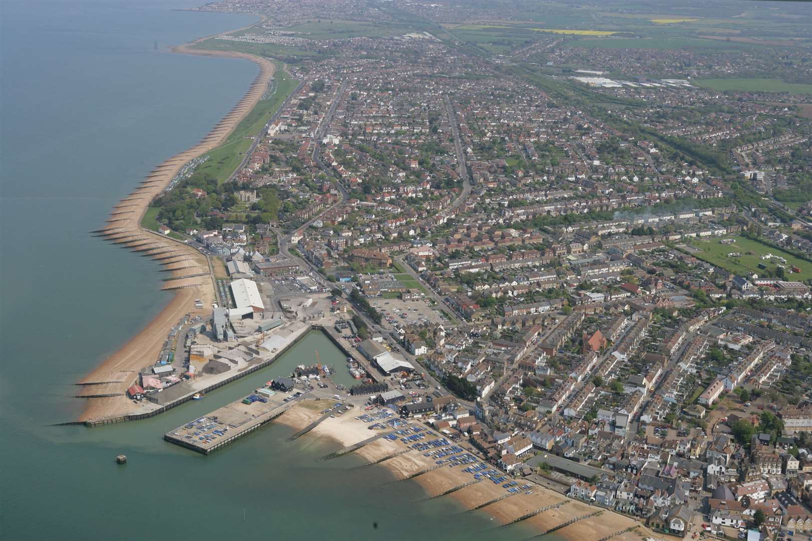 An aerial view of Whitstable harbour and seafront. Picture: Martin Apps