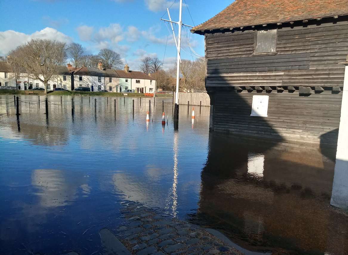 Flooding at Faversham Creek. Picture: Brian Baldock.