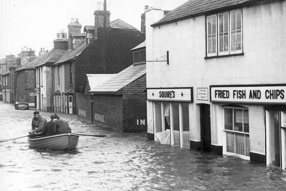 Water poured into the streets of Whitstable in 1953
