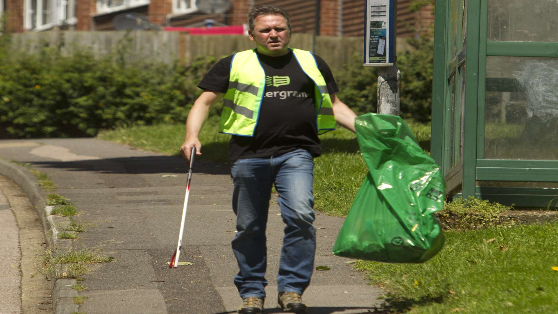 Littergram founder Danny Lucas on a clean up at Clare Park, East Malling