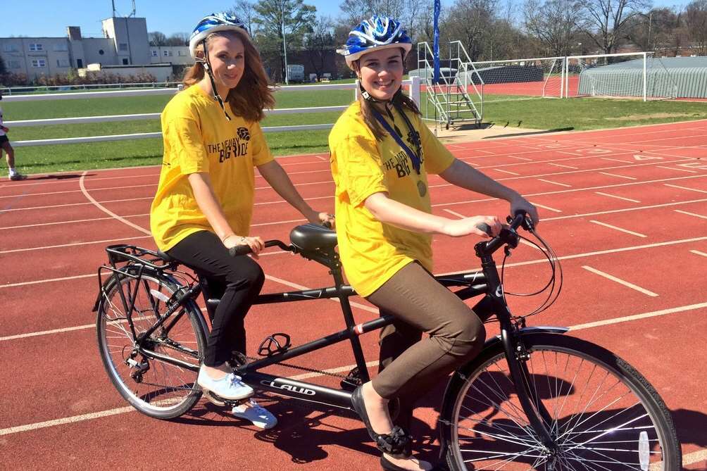 Reporters Lizzie Massey and Clare Freeman have a go on some of the adapted bikes which people can try during the Medway Big Ride