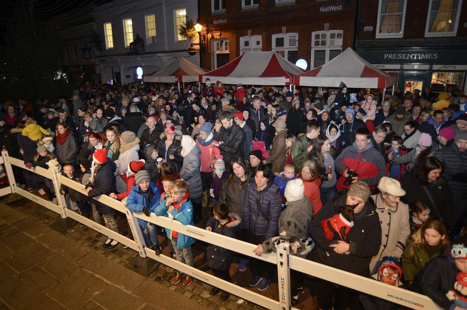 Faversham Christmas Lights switch on watched by a large crowd..Picture: Paul Amos
