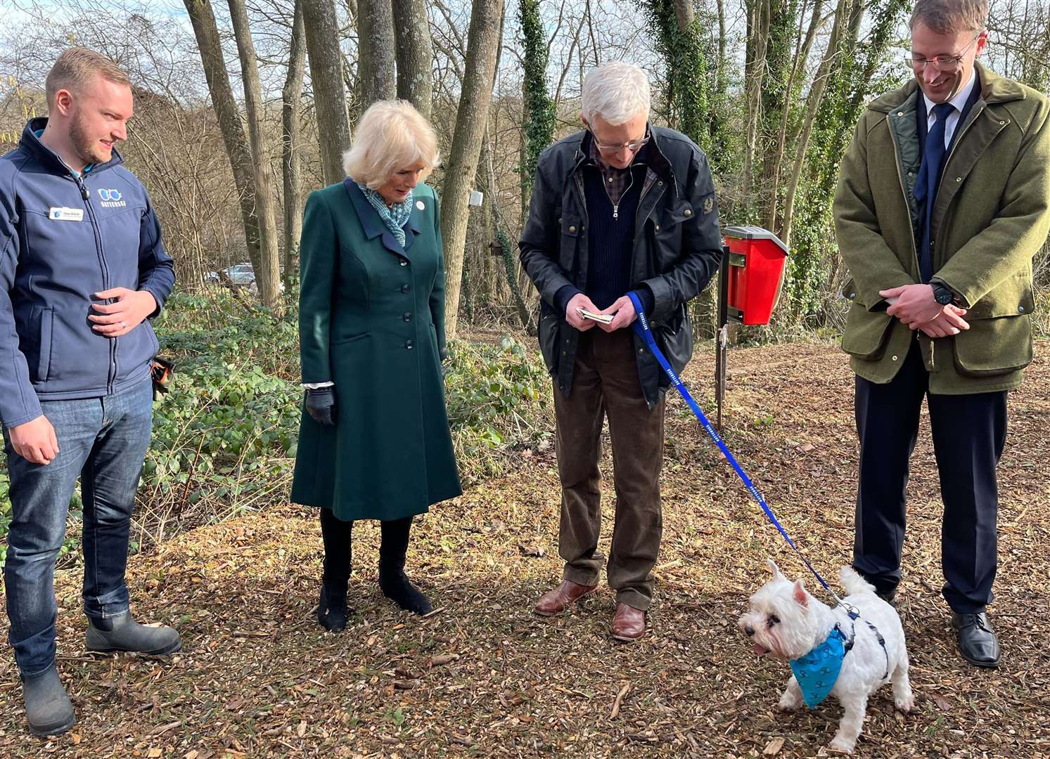 TV star Paul O'Grady shows the Duchess of Cornwall his pet dog at Battersea Dogs; Home, Brands Hatch