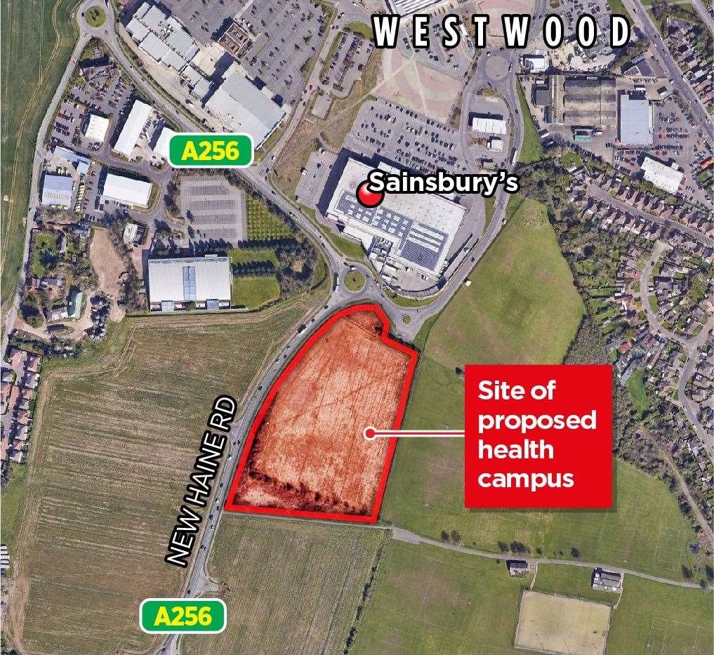 The campus would run along the A256 New Haine Road in Westwood