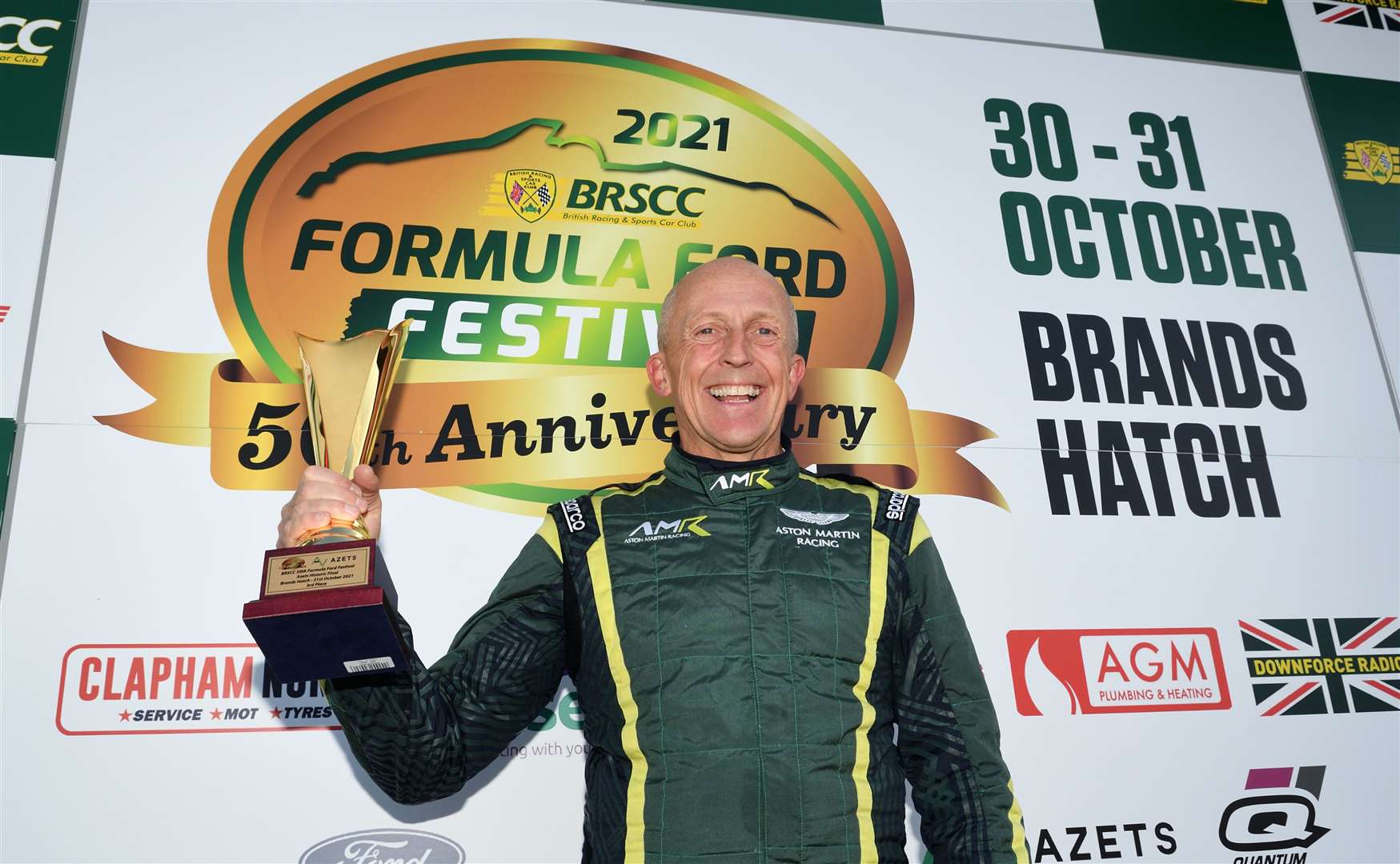 Former BTCC racer Chris Goodwin, from Sevenoaks, finished third and claimed fastest lap in class in the Historic Formula Ford Final in his original 1989 Van Diemen RF89. Picture: Simon Hildrew