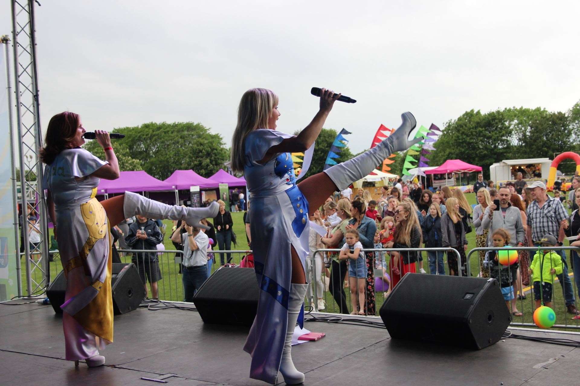 Kicking out: Abba Magic at Sheppey's first IsleFest on Sunday. Picture: John Nurden (11228745)