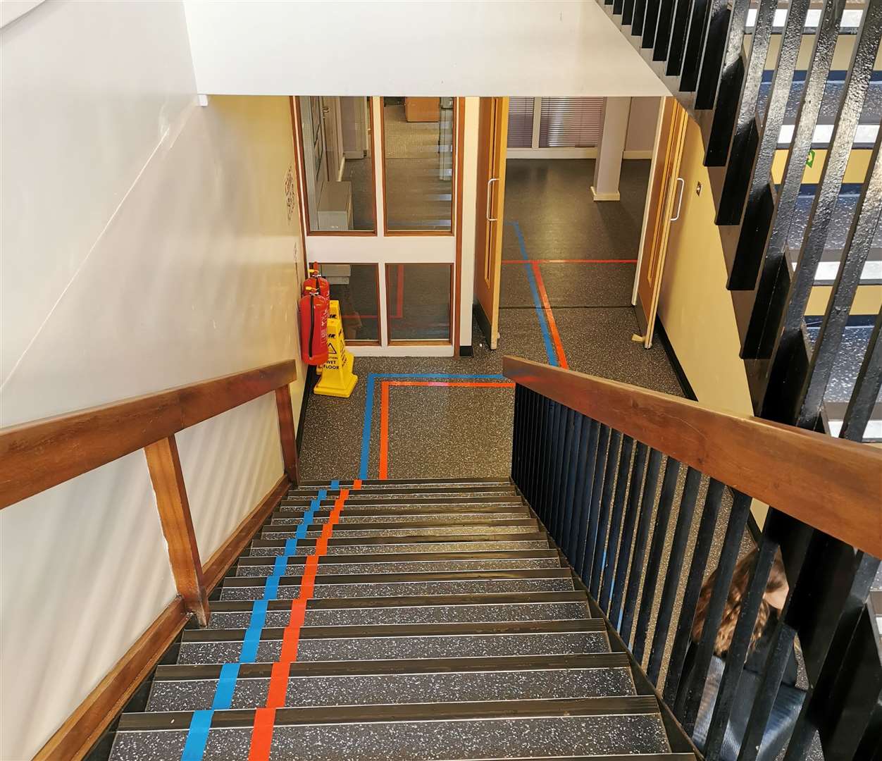 Coloured tape showing pupils at Fulston Manor School where they can go. Picture: Sarah Palmer