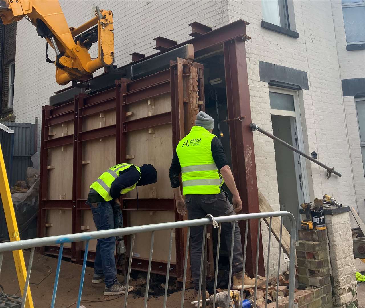 The Bansky artwork being removed from the Margate home. Picture: Bread and Butter PR