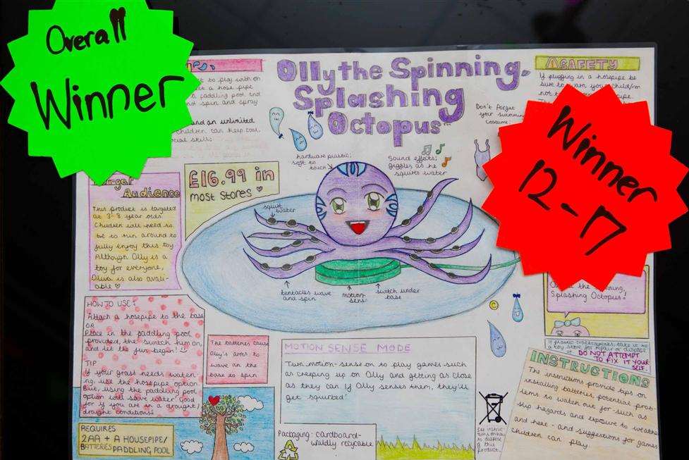 Isabel Packman's Olly the Spinning Splashing Octopus toy design was declared the overall winner of the Playsafe competition