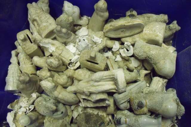 A pile of statues from shipwrecks the two men failed to declare
