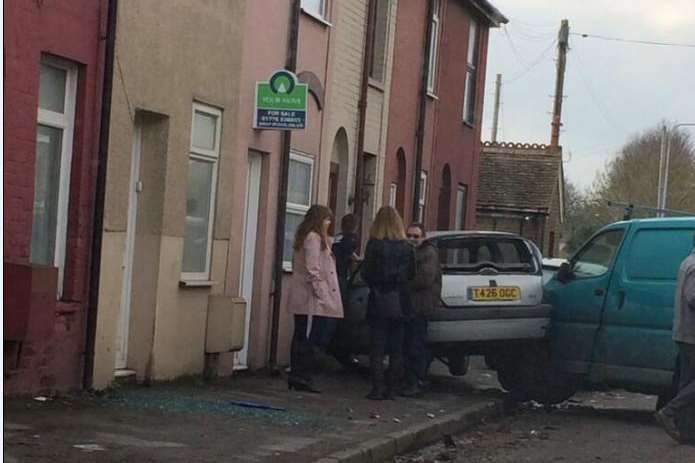 A car crashed into the side of a house on the A2. Picture: Emma Puxted