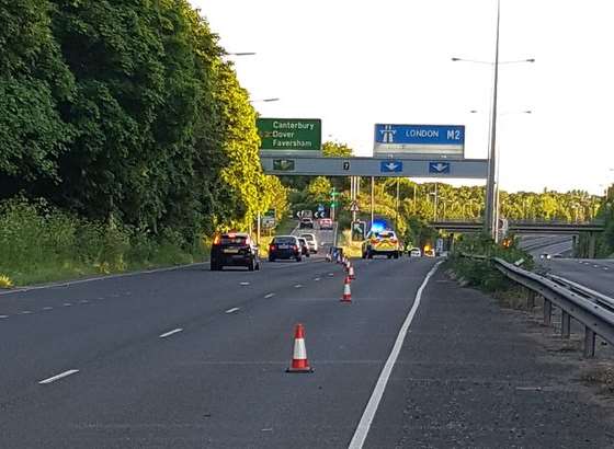 Police closed the carriageway after the Thanet Way crash. Picture: Kent Police Roads