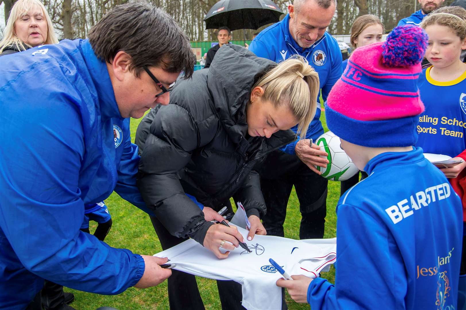 Alessia Russo signing autographs back at Honey Lane. Picture: Ian Scammell