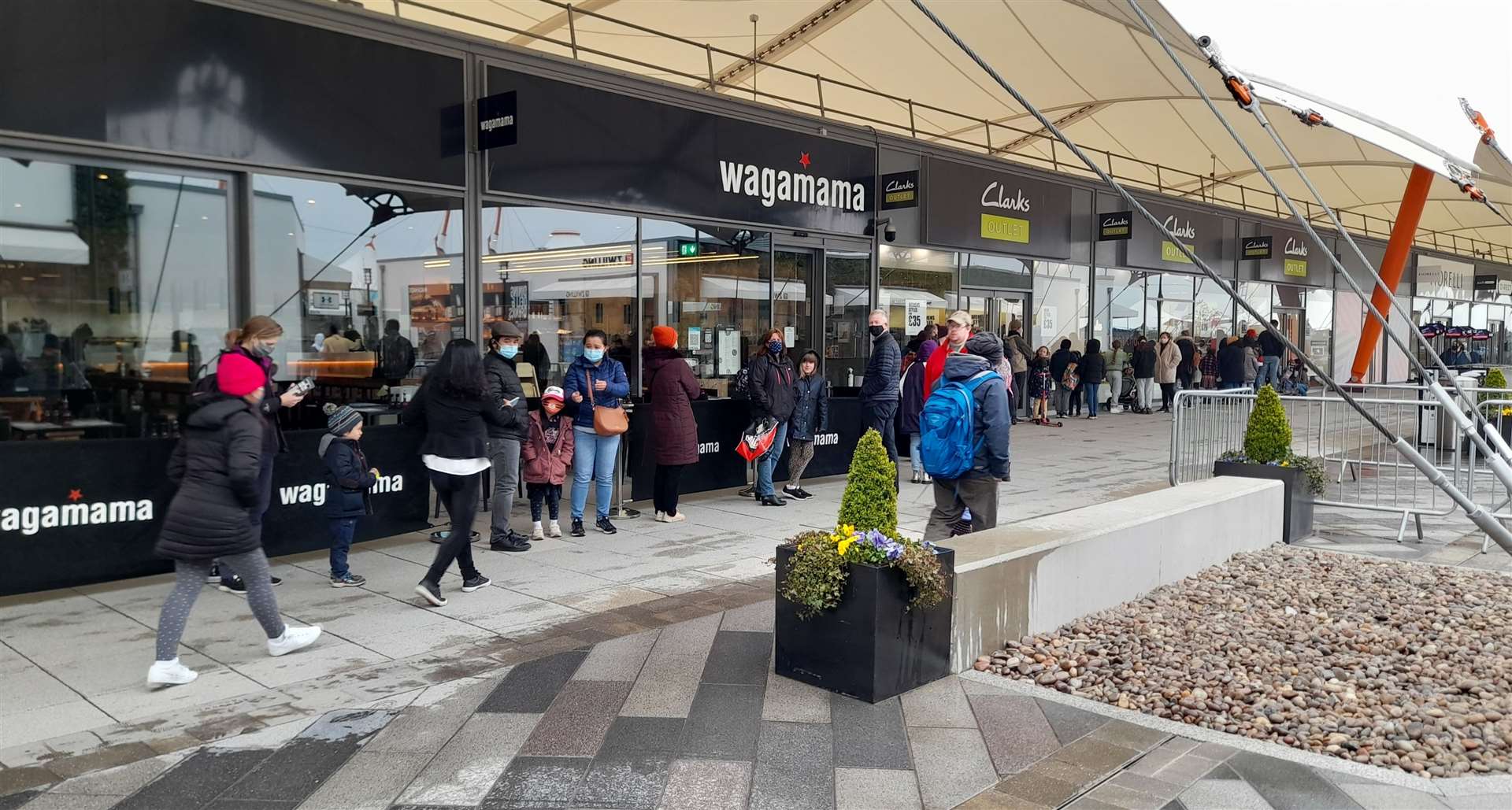 Queues were building early this morning at the Designer Outlet