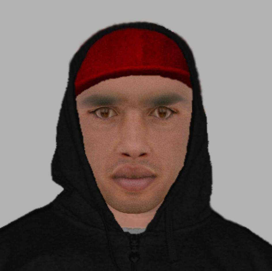 An efit of a suspect Kent Police want to interview following a robbery in Victoria Road, Margate, on February 7