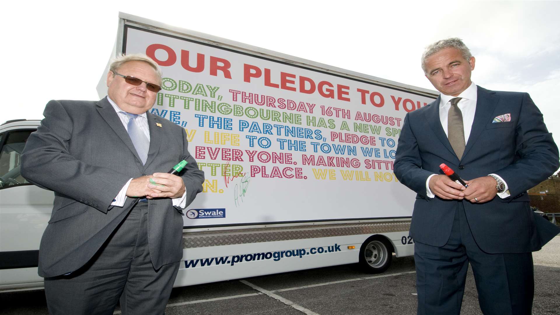 Andrew Bowles and Richard Upton following the Spirit of Sittingbourne founding agreement in 2012