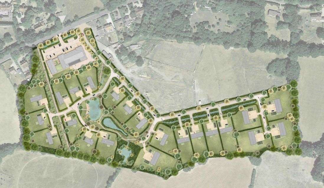 The layout of the development near High Halden, with the Stevenson Brothers workshop at the edge of the A28