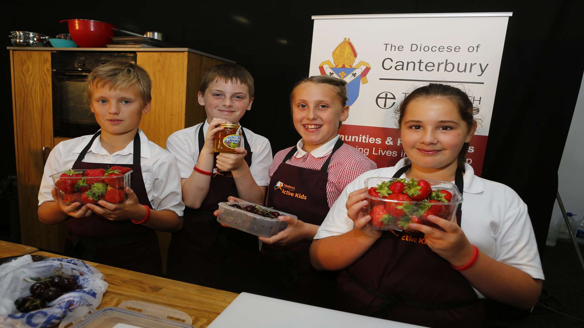 Diocese of Canterbury Kent is Delicious cooking competiton for schools. From LEft: Pictured are David, Oliver, Chloe & Jessica from Year 5 at Teynham school