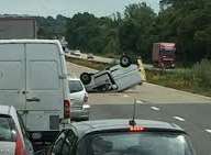 The van overturned on the M20. Picture: Calum Forrester.