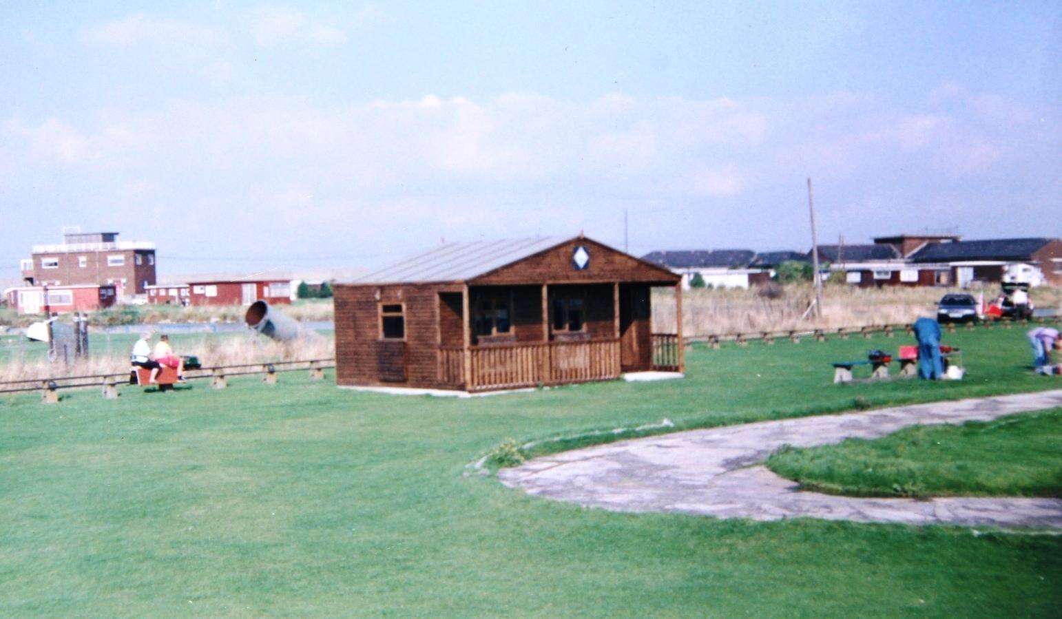 The original wooden clubhouse of the Sheppey Miniature Engineering and Model Society whihc was destroyed by fire at Barton's Point, Sheerness, in 1998 (3276452)