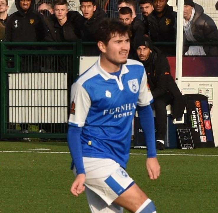 Tonbridge midfielder Lewis Gard – missed a penalty in their weekend 1-0 home loss to promotion-chasing Worthing. Picture: Steve Terrell