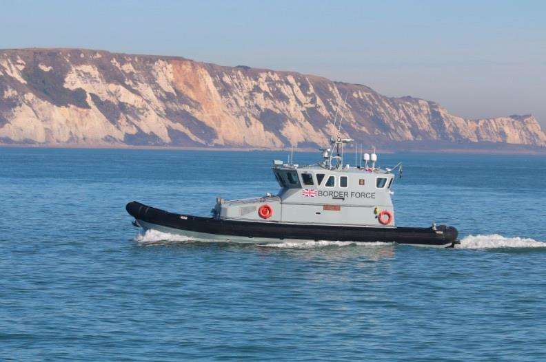 A Border Force cutter near Folkestone after an incident suspected to involve migrants off the Kent coast. Picture: Susan Pilcher