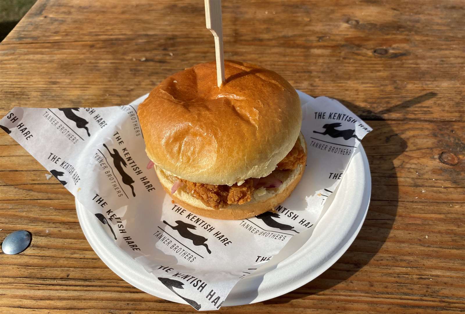Crispy chicken slider with ranch slaw and spicy sauce from The Kentish Hare