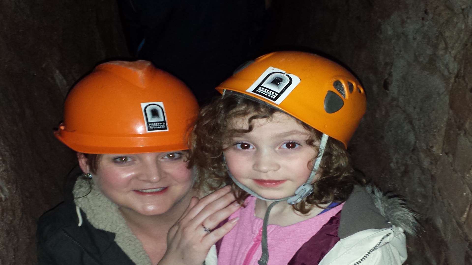 Gemma Constable and daughter Tate Cunningham, six, in Exeter's Underground Tunnels