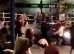 The brawl was caught on video by onlookers. Video: Lee Marshall