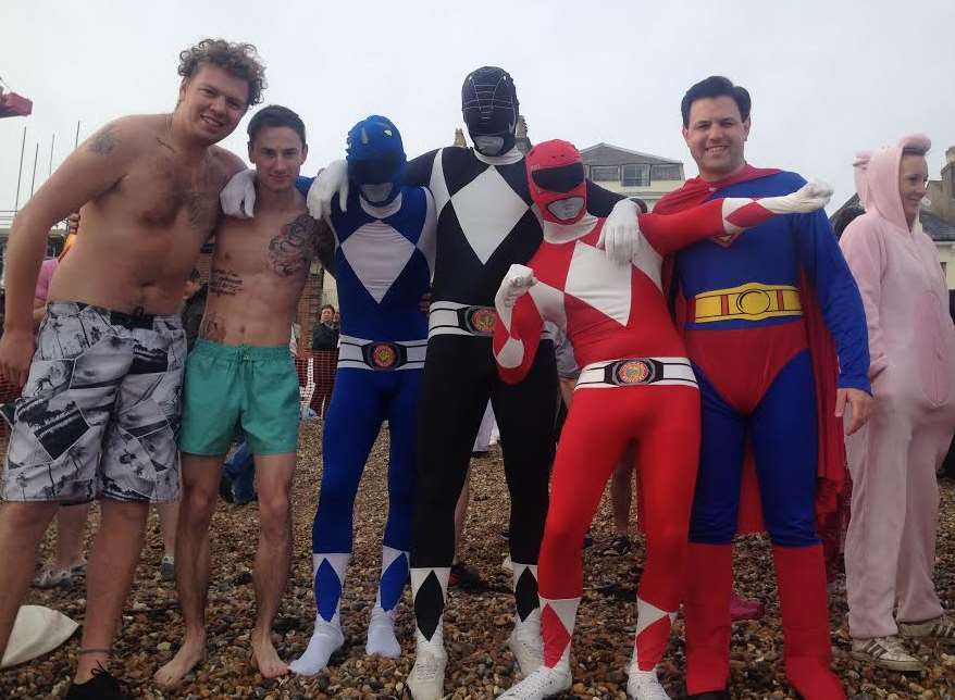 Just some of the crazy characters who braved the 34th annual Boxing Day dip in Deal