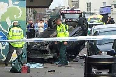Scene of the crash in High Street, Dover. Photo by Sam Jones.