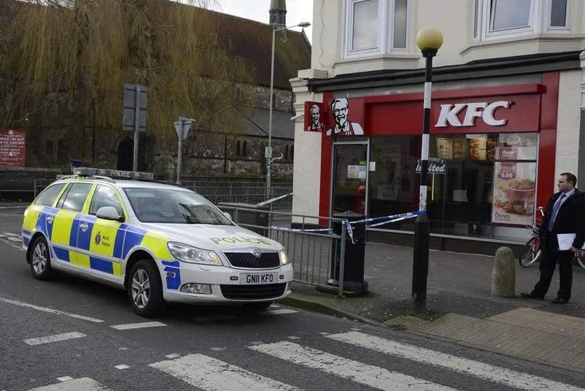 Christchurch Road in Ashford was cordoned off by police