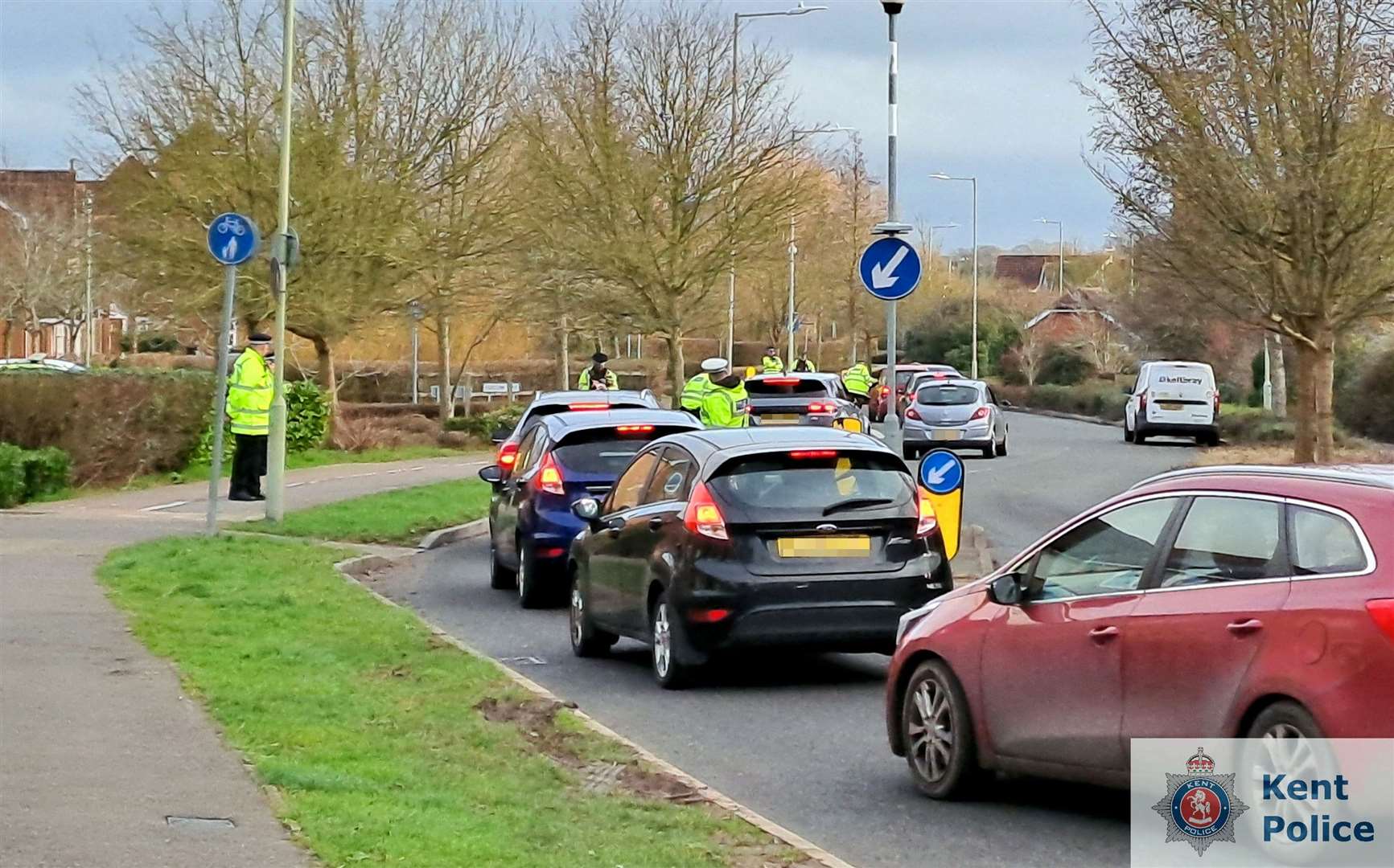 Officers were speaking to residents and drivers today in Coulter Road, Ashford. Picture: Kent Police