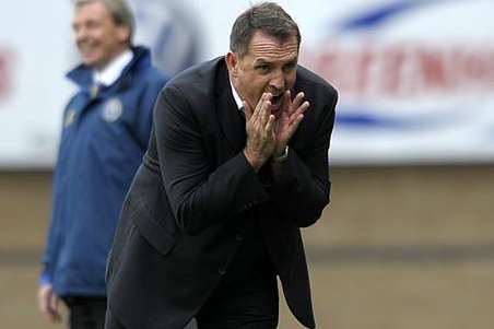 Martin Allen makes his point at Shrewsbury on Saturday - his final game in charge of Gillingham. Picture: Barry Goodwin