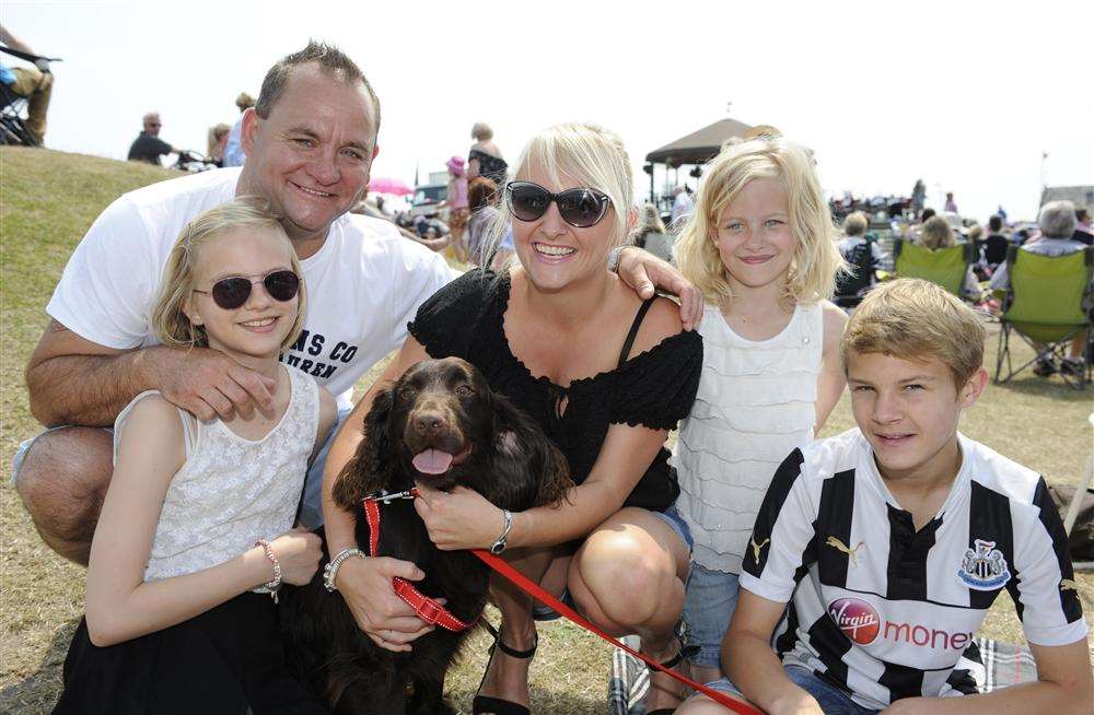 The Robson family: cousins Jon and Beth Robson with Daisy, Milly, Blaze and Jasper the dog.