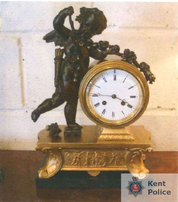 A distinctive clock was stolen. Photo: Kent Police