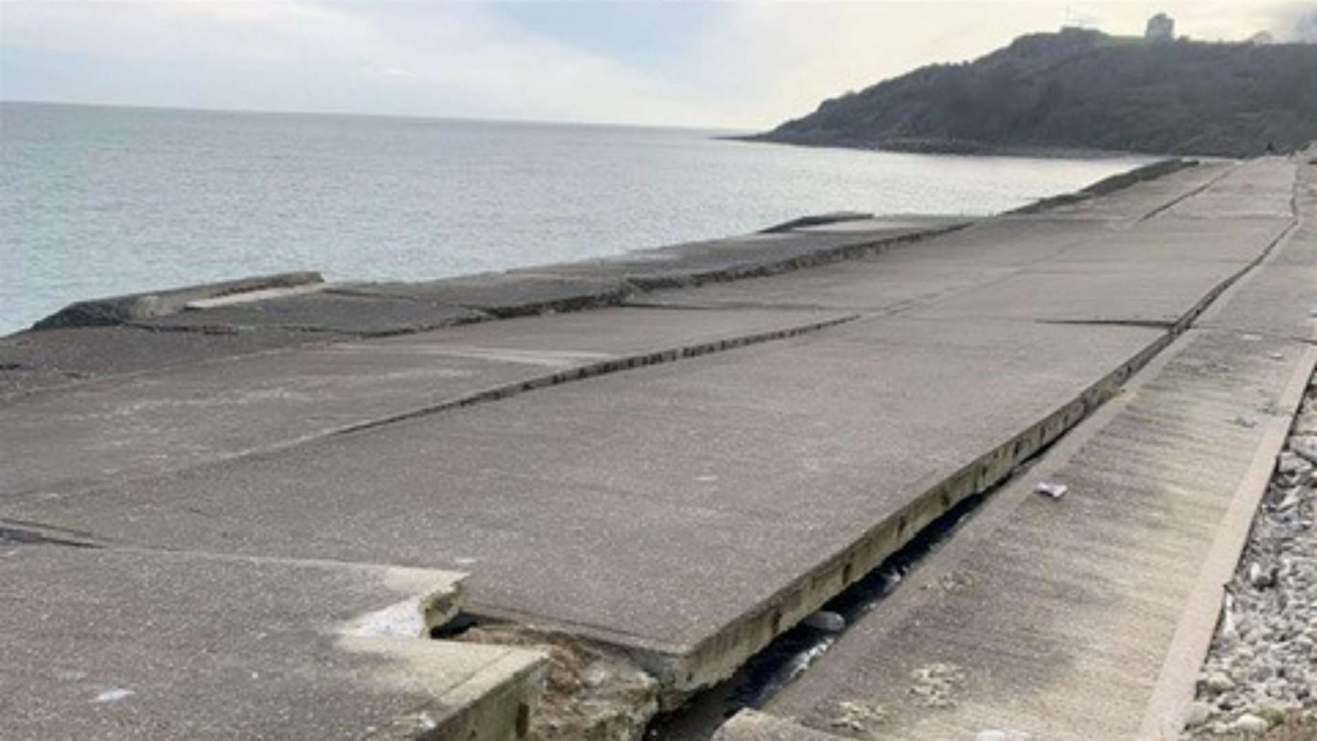 The uneven surfaces along the promenade at Folkestone Warren. Picture: Folkestone and Hythe District Council