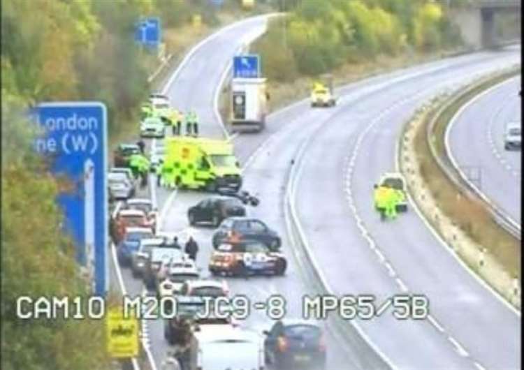 The emergency services at the scene of the crash last September. Picture Highways England