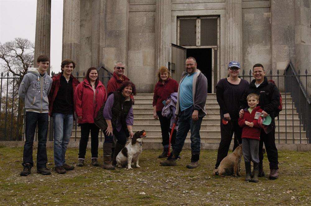 The first visitors to the mausoleum at Cobham.