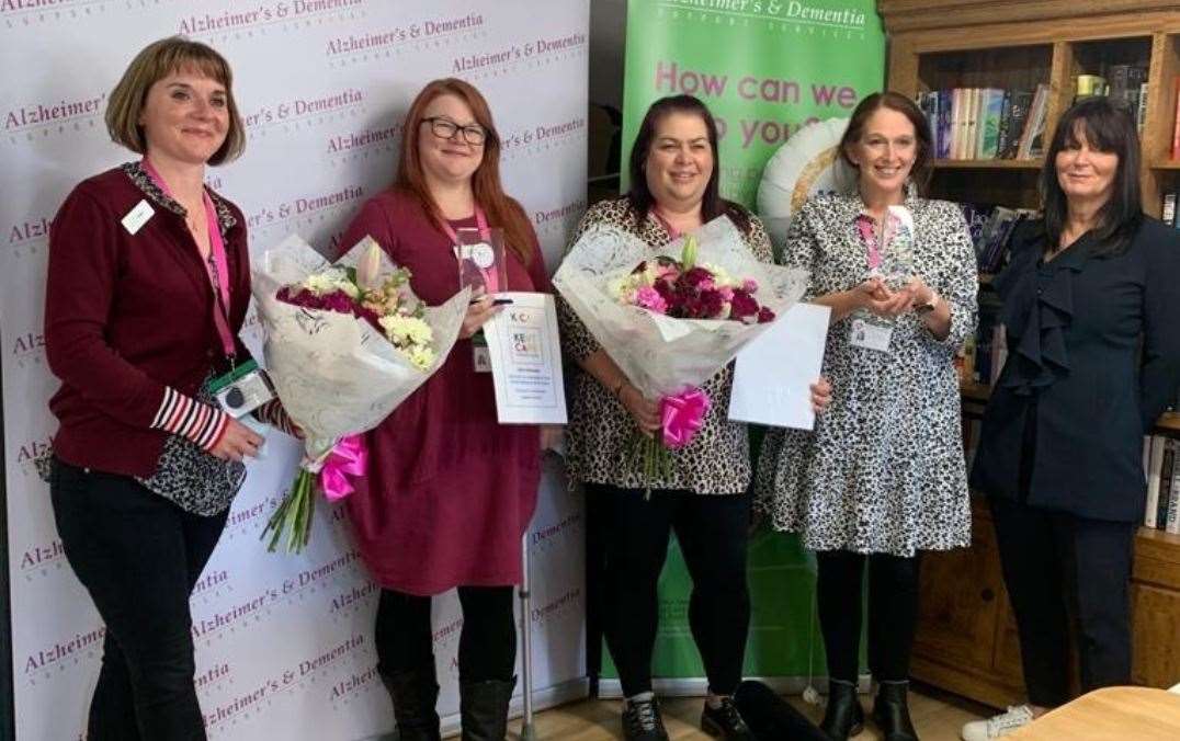 (From left) Alzheimer's Dementia Support Services CEOs Kate Antill and Sarah Taylor, deputy dementia support manager Emily Forster, dementia support manager Denise Kilshaw and KiCA chairperson Ann Taylor. Picture: Alzheimer's Dementia Support Services