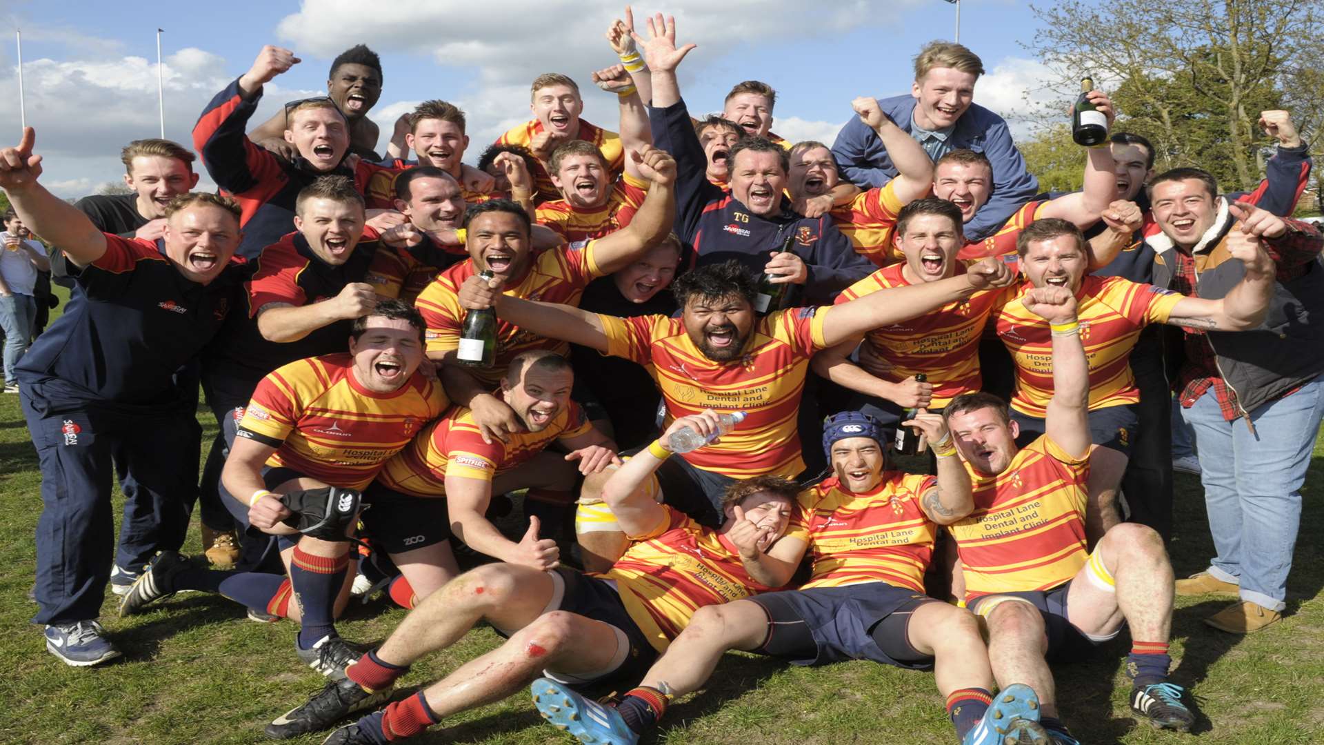 Medway celebrate promotion from London 2 South East. Picture: Steve Crispe