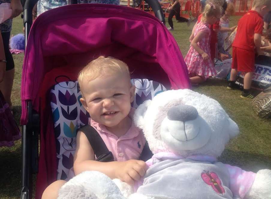 17-month-old India Rose Ketcher with her teddy