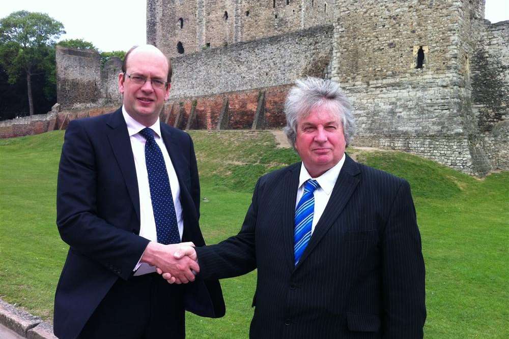 Michael Walters (right) with Rochester and Strood MP Mark Reckless. Mr Walters has defected to the Conservatives, having been the English Democrats' candidate in the Eastleigh byelection.