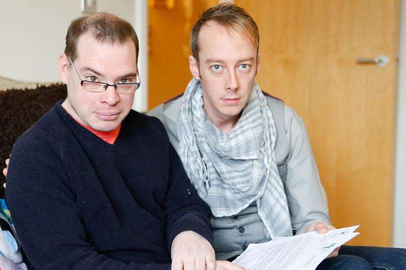 Cerebral palsy sufferer Jamie Cook and Richard Hearnden-Webb former honourable secretary of Maidstone Amatuer Operatic Society
