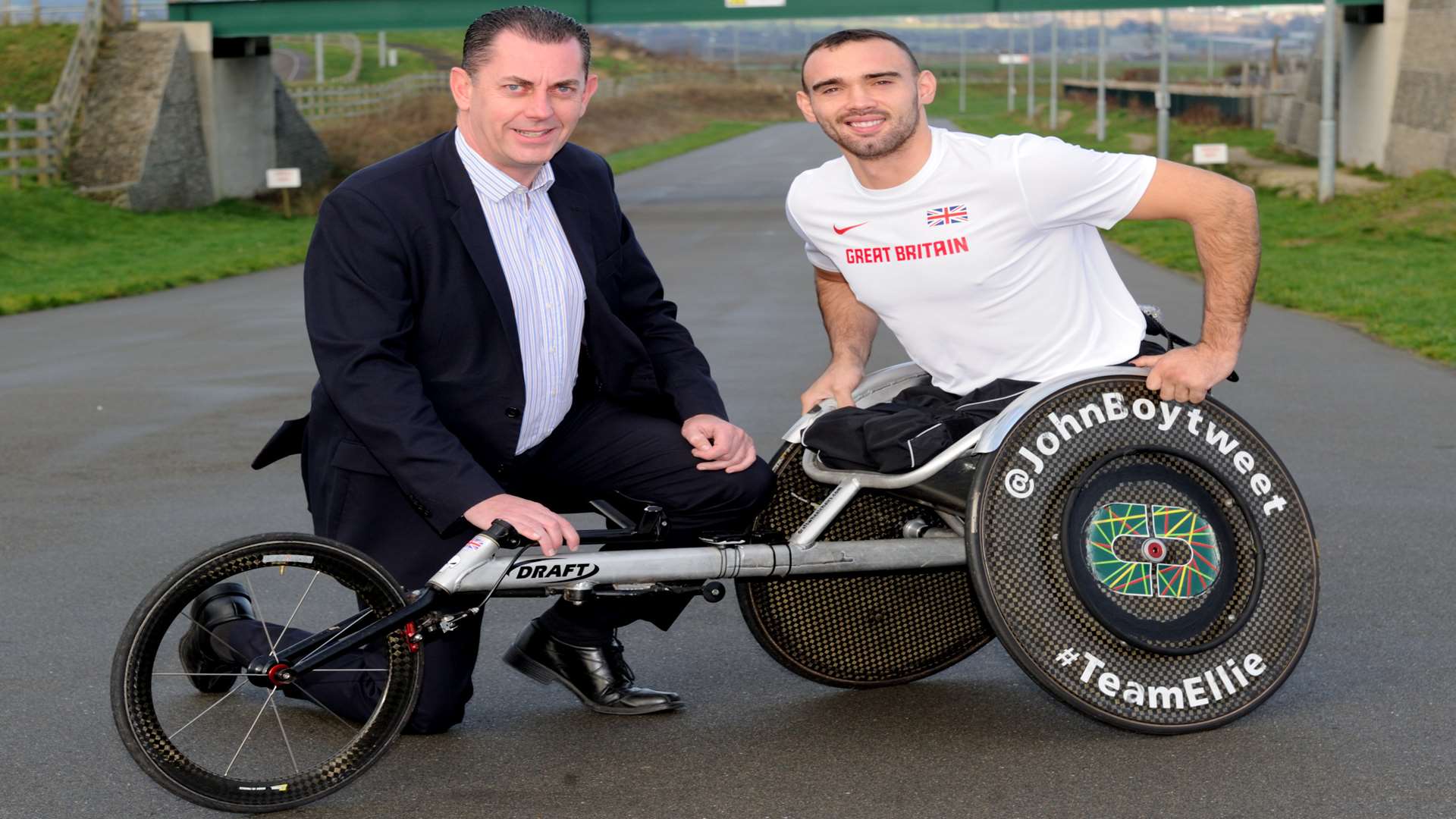 Mike Stevens - interim CEO for Cyclopark, with GB Wheelchair athlete John Smith