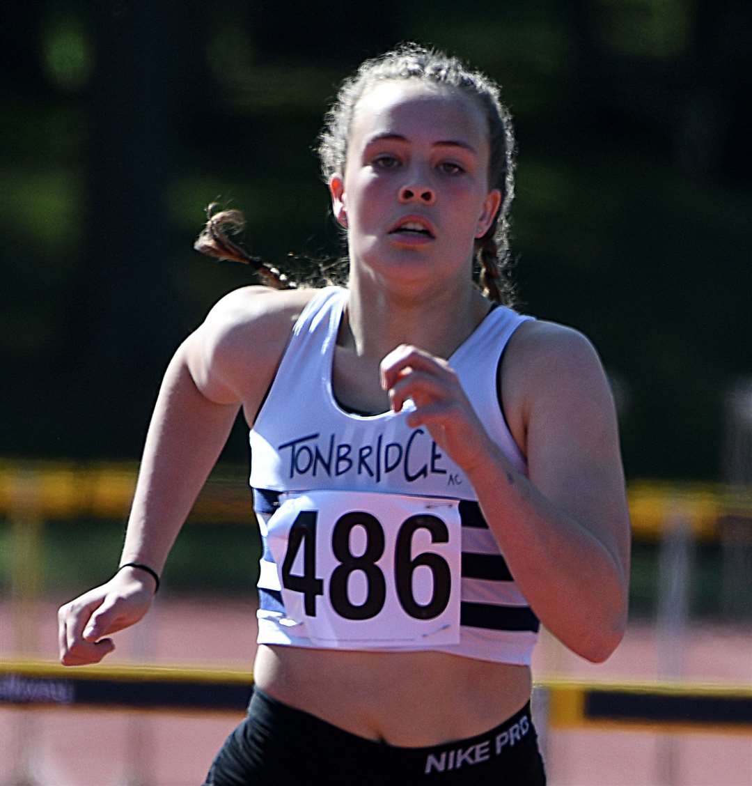 Isabelle Bridgeman of Tonbridge AC was best of the rest in the under-17 women's 300m hurdles final. Picture: Barry Goodwin (56692357)