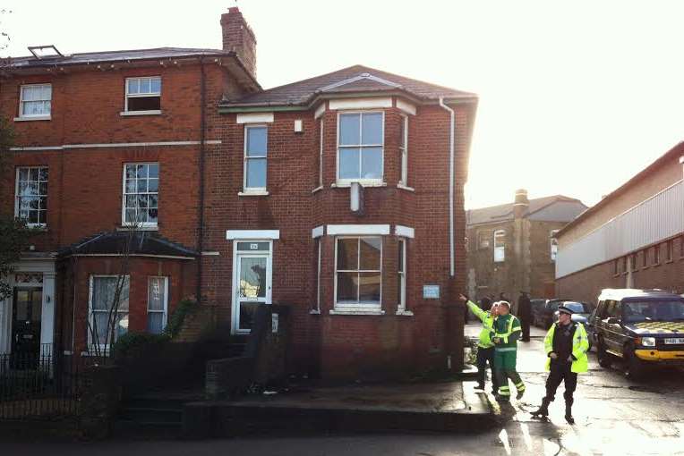 Emergency services in Maidstone after a man threatened to jump from a roof. Picture: James Walker